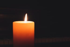 lighted pillar candle